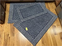 3 Matching Rubber Back Throw Rugs