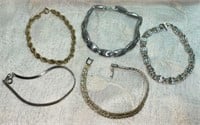 (5) Misc Silver & Gold Tone Bracelets