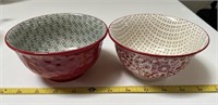 Set of 2 Red Decorative Bowls