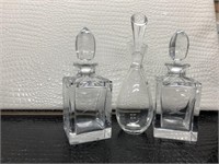 lot of 3 Vintage  crystal whiskey decanter liquor