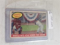 1959 Topps Card #461 Mantle Hits 42nd Homer for