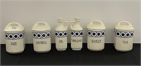 Blue & White 6 Piece Canister Set