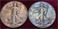 1937-D & 1938 Liberty Standing Half Dollar Coins