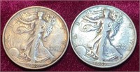 1937-P & S Liberty Standing Half Dollar coins