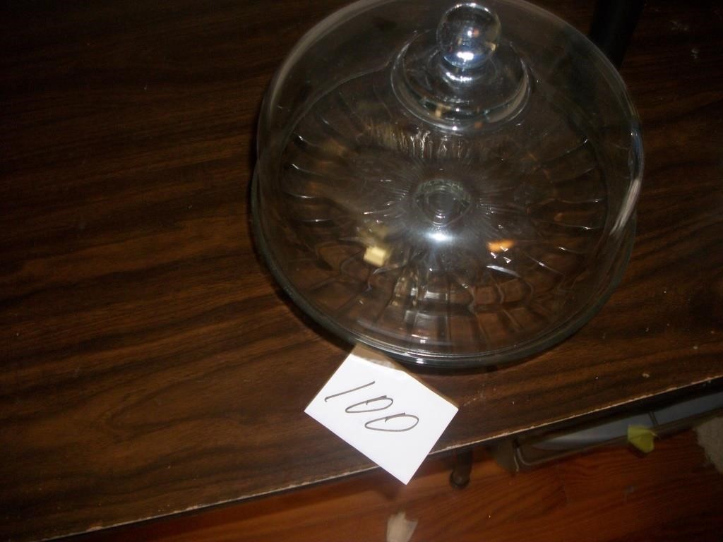 GLASS CAKE STAND & COVER