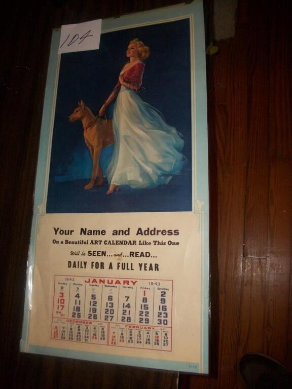1943 SALESMAN'S CALENDER JANUARY ONLY