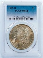 Coin 1885-O Morgan Silver Dollar - PCGS MS64