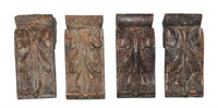 Lot of 4 Hand Carved Corbels