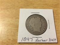 1897 SILVER BARBER Half Dollar in Case