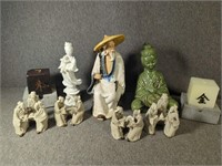 Chinese Wise Mudmen Figurines, Glazed Ceramic