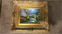 ORNATE GOLD GILT FRAMED GARDEN SCENE