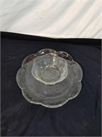 Floral design relish tray and bowl