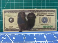 Black Labrador retriever million-dollar banknote
