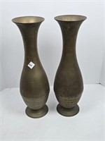 Pair of Large Brass Vases 18" Tall