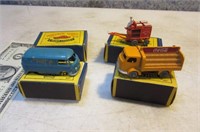 lot 3 antique Metal Toy mini Cars w/ Boxes LESNEY