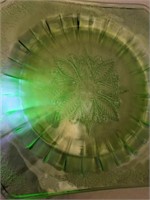 2 - 8" Depression Uranium Glass Plates