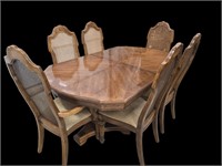 Bernhardt Dining Table, Eight Chairs, Two Leaves
