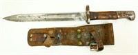 Wood handle bayonet in leather sheath