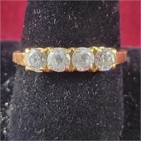 14k Gold Ring with Cubic Zirconia stones, sz 10,