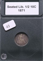 1871 HALF DIME VG