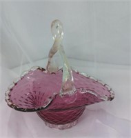 Hand Blown Murano Style, Waffle Amethyst Pattern