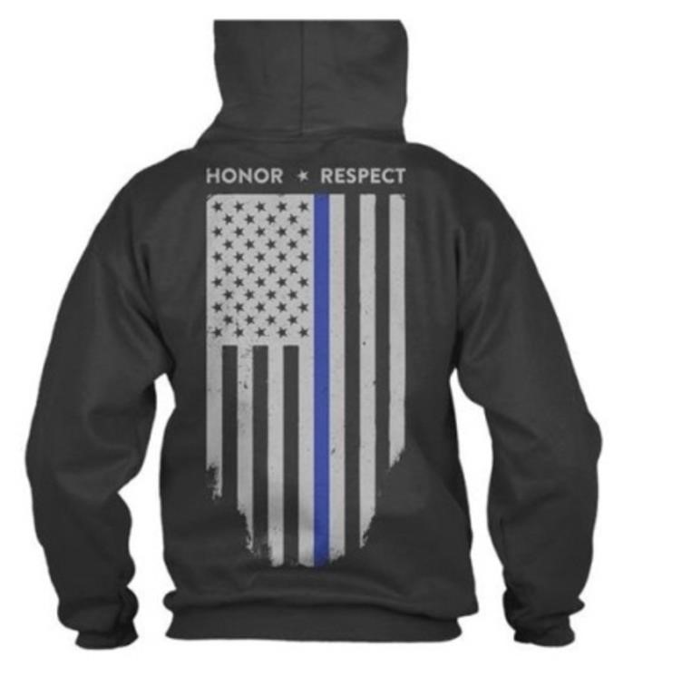 Thin Blue Line 2x-large Black Honor/respect Hoodie