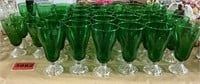 Green Glass Goblets, 32 - 6 3/4" Tall, 4 - 6" Tall