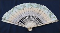 Vintage Handpainted Ladies Folded Paper Fan