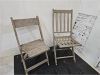 Antique Wood Folding Chairs Primitive
