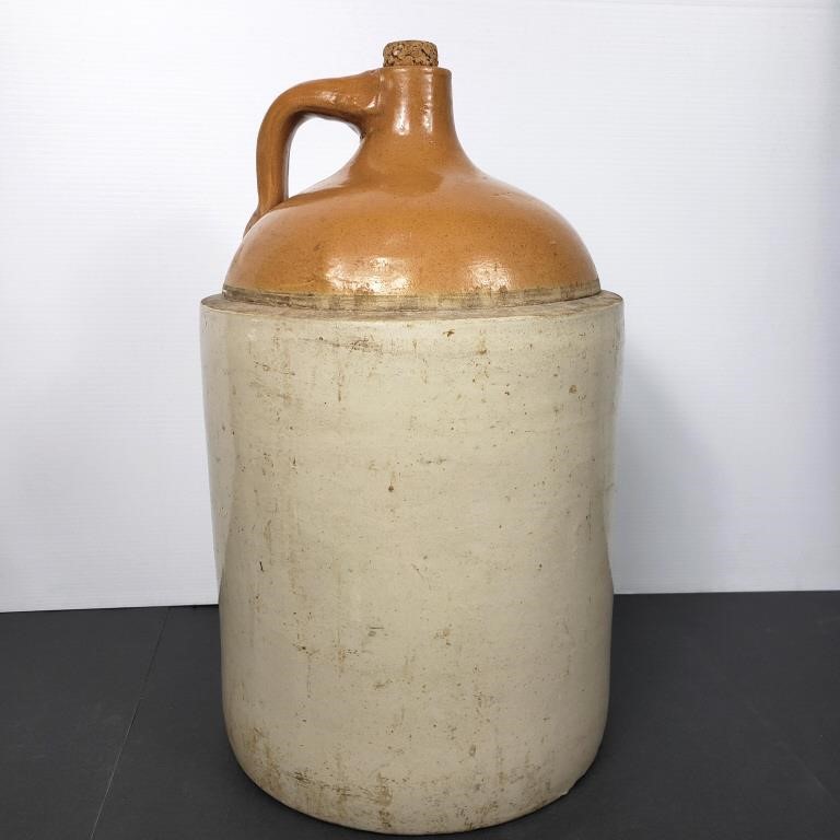 ANTIQUE LRG  STONEWARE JUG 21IN