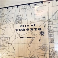 1940s FRAMED 3ft OLD TORONTO MAP