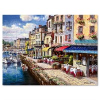 Sam Park, "Harbor at Honfleur" Hand Embellished Li