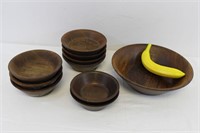 Set of Vintage Vermillion Inc. Walnut wood Bowls