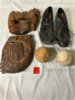 Vintage WW II Military Baseball Gear
