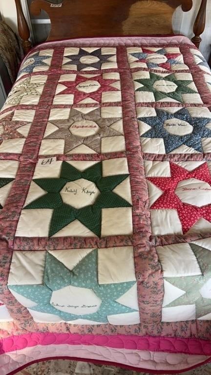 Quilt with Embroidered names