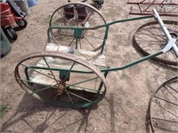 Antique Milk Can Cart w/ Steel Spoke Wheels