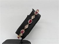 Vermeil/.925 Sterling Silver Ruby & Diamond Bracel