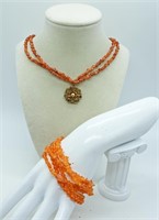 Carnelian Necklace & Bracelet Set