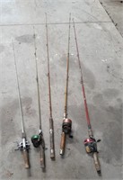 5 Fishing Rods & Reels. Johnson Citation, Johnson