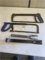 Hand Tools Lot - Saws- Pry Bars