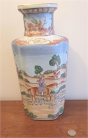 Vase 15" Horse Hunting Dogs Scene Painted