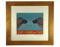 Signed Stephen Huneck "Love is Give and Take" 1999