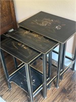 Black Lacquered Asian Nesting Tables