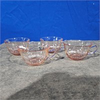 4 Hocking Glasses Pink Old Colony .1930s