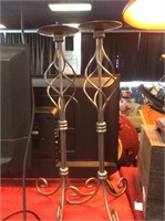 Pair of tall metal candleholders