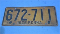 Vintage 1926 PA License Plate