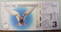 Arctic territories $3 banknote