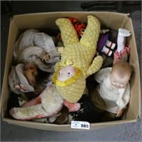 Box Lot of Plush Animals & Collector Dolls