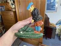 ANTIQUE CAST IRON GOLFER DOOR STOP 7 1/2"