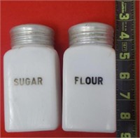 Milk Glass Sugar & Flour Shakers